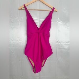 NWOT Kona Sol Hot Pink One-Piece Crochet Detail Swimsuit Size XL
